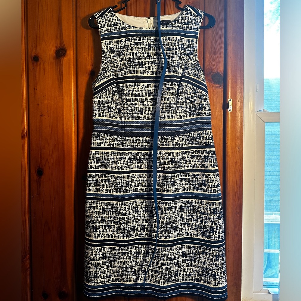 Blue Striped Pattern Sheath Dress-The Limited-size 8